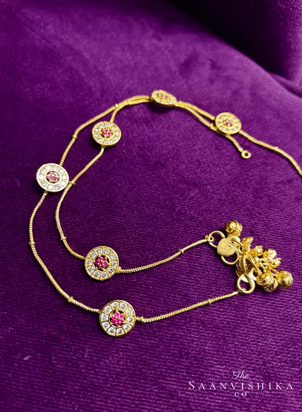 Golden_Alloy_Diamond_Round_Anklet_For_Women