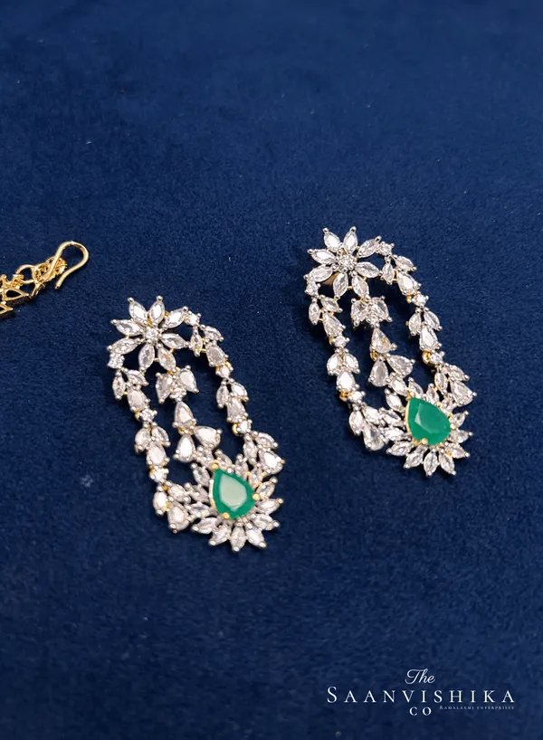 Green_Alloy_Droplet_Necklace_With_Earrings_For_Women