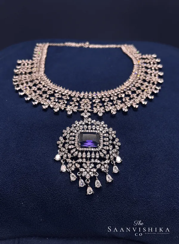 Purple_Alloy_Detachable_Pendant_Diamond_Necklace_With_Earrings_For_Women