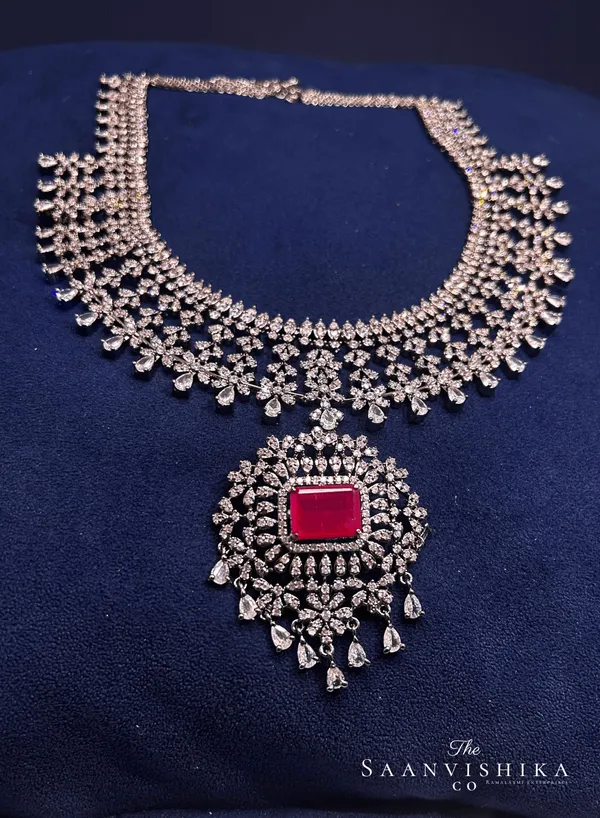 Red_Alloy_Detachable_Pendant_Necklace_With_Earrings_For_Women