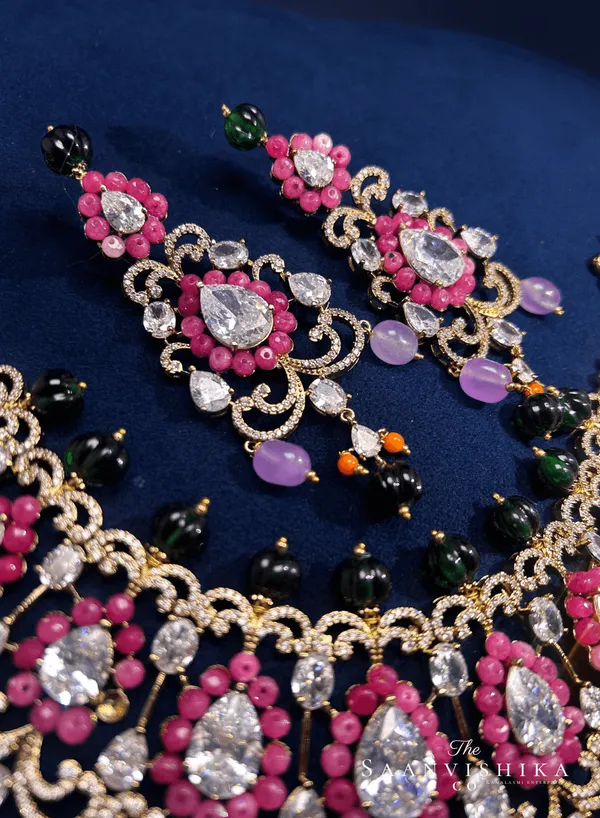 Pink_Alloy_Beaded_Necklace_With_Earrings_For_Women