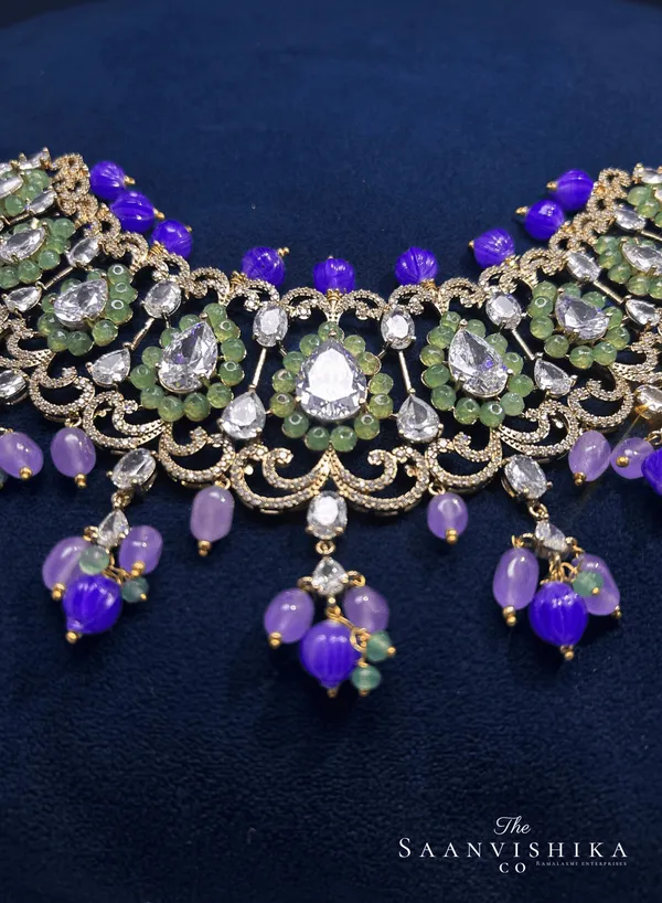 Purple_Alloy_Beaded_Necklace_With_Earrings_For_Women