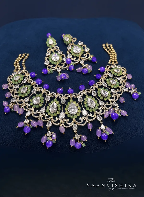 Purple_Alloy_Beaded_Necklace_With_Earrings_For_Women