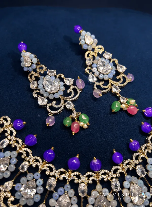 Multicolor_Alloy_Beaded_Necklace_With_Earrings_For_Women
