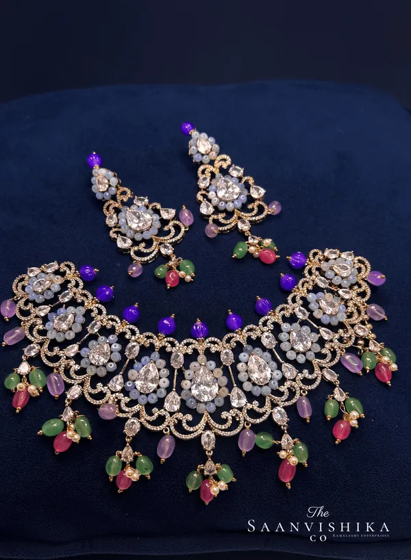 Multicolor_Alloy_Beaded_Necklace_With_Earrings_For_Women