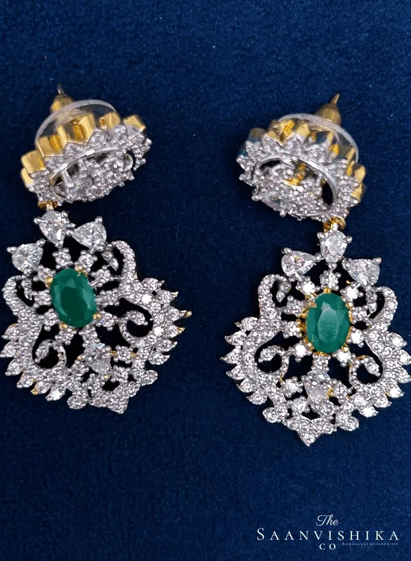 Green_Alloy_Peacock_Necklace_With_Earrings_For_Women