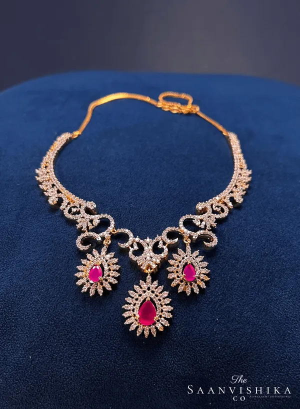 Pink_Ruby_Alloy_Triple_Gemstone_Hexa_Necklace_For_Women