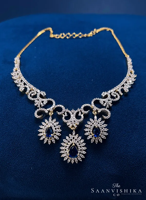 Blue_Alloy_Triple_Gemstone_Hexa_Necklace_For_Women