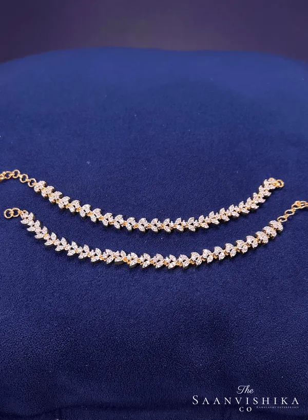 Golden_Alloy_Leaf_Diamond_Replica_Long_Earchain_For_Women