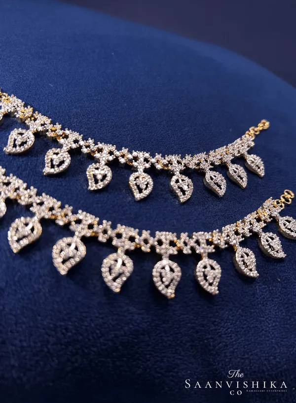 Golden_Alloy_Mango_Crystal_Diamond_Bridal_Earchain_For_Women