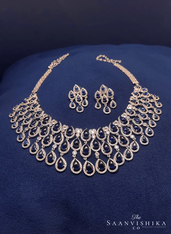 Purple_Alloy_3_Layer_Droplet_Necklace_With_Earrings_For_Women