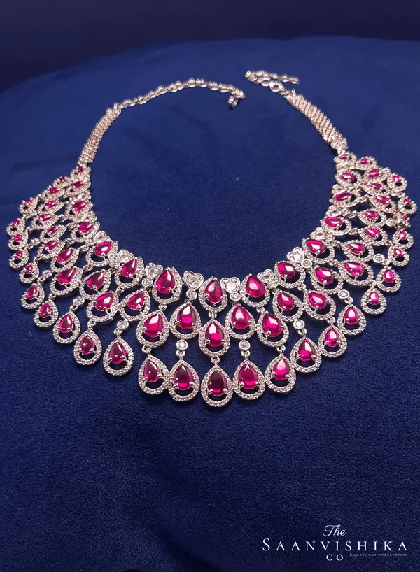 Multicolor_Alloy_3-Layer_Droplet_Necklace_With_Earrings_For_Women