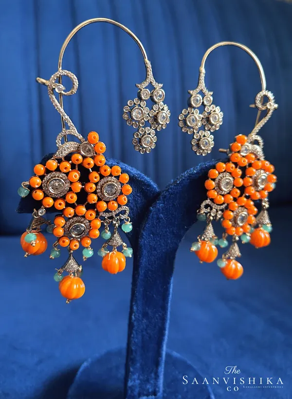 Orange_Alloy_Natural_Beads_Earcuffs_For_Women