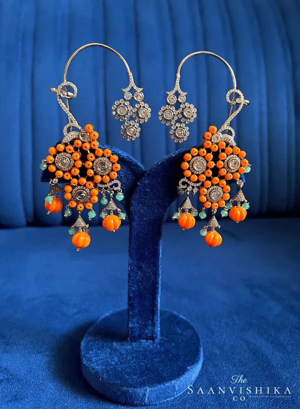 Orange_Alloy_Natural_Beads_Earcuffs_For_Women