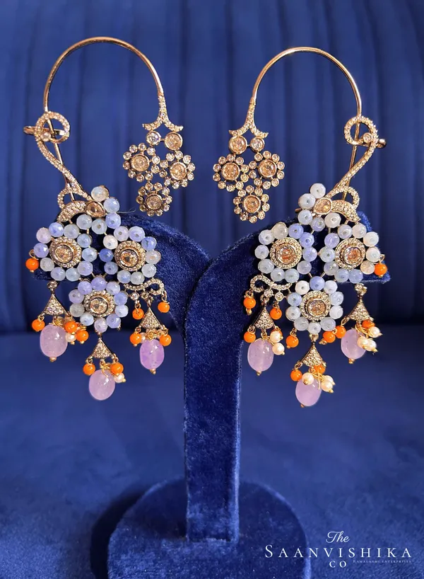 Purple_Alloy_Natural_Beads_Earcuffs_For_Women