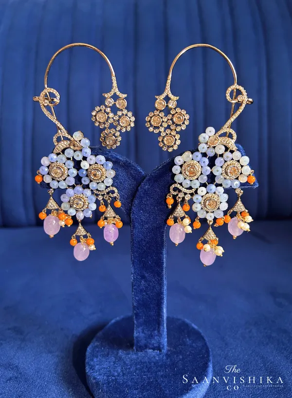 Purple_Alloy_Natural_Beads_Earcuffs_For_Women