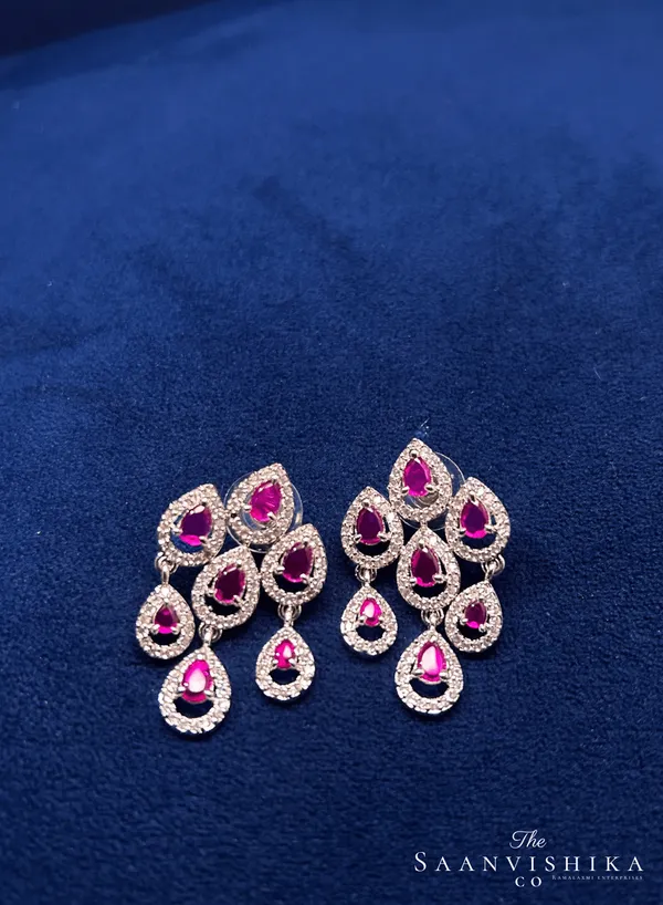 Red_Alloy_Diamond_Droplet_Drop_Earrings_For_Women