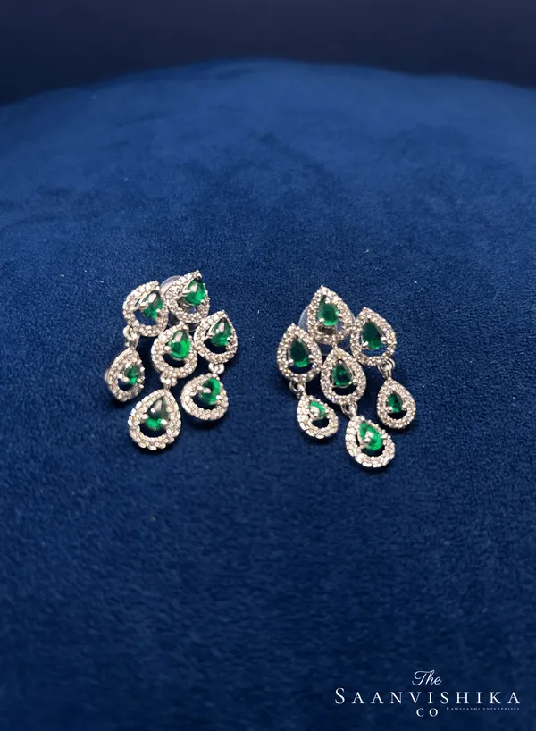 Green_Alloy_Diamond_Droplet_Drop_Earrings_For_Women