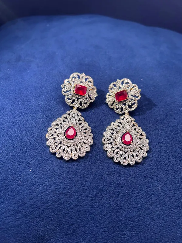 Silver_Alloy_Blend_Ruby_Earrings_For_Women