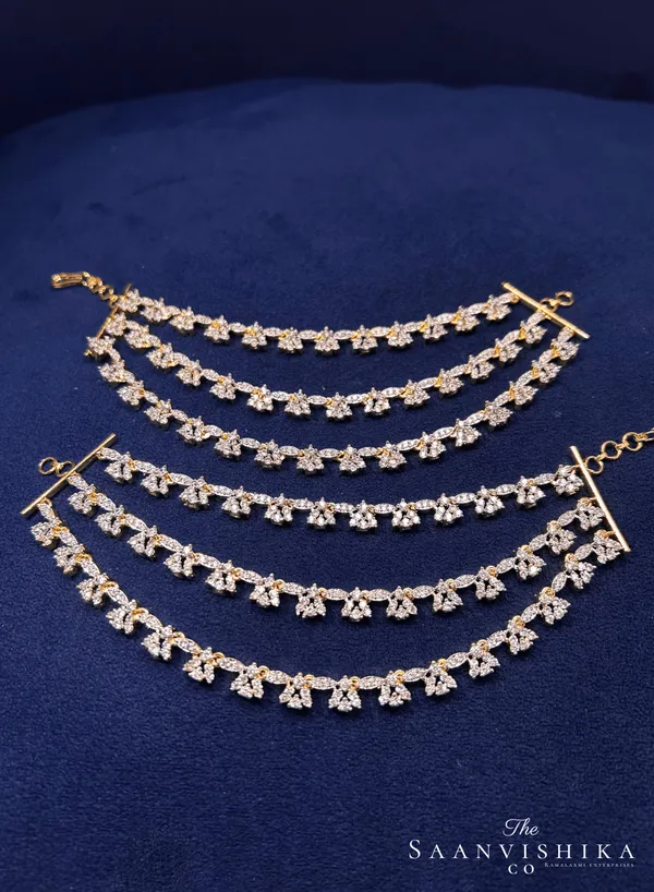 Golden_Alloy_3_Line_Diamond_Replica_Bridal_Earchain_For_Women