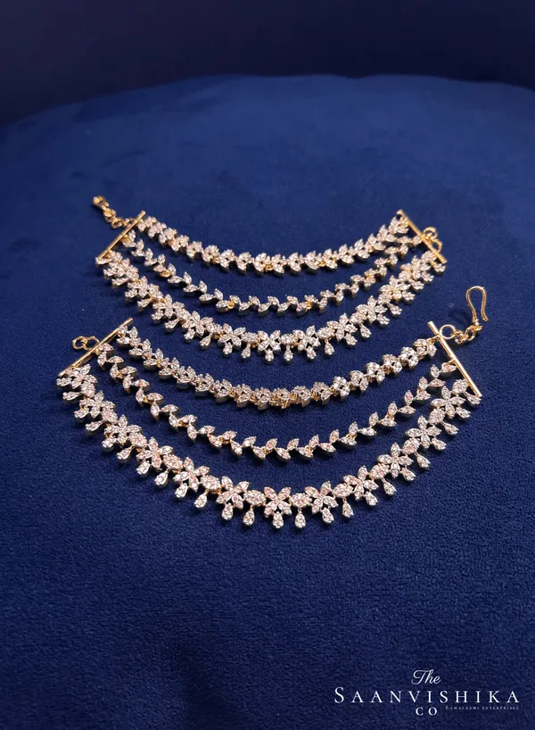 Golden_Alloy_3_Line_Floral_Bridal_Earchain_For_Women