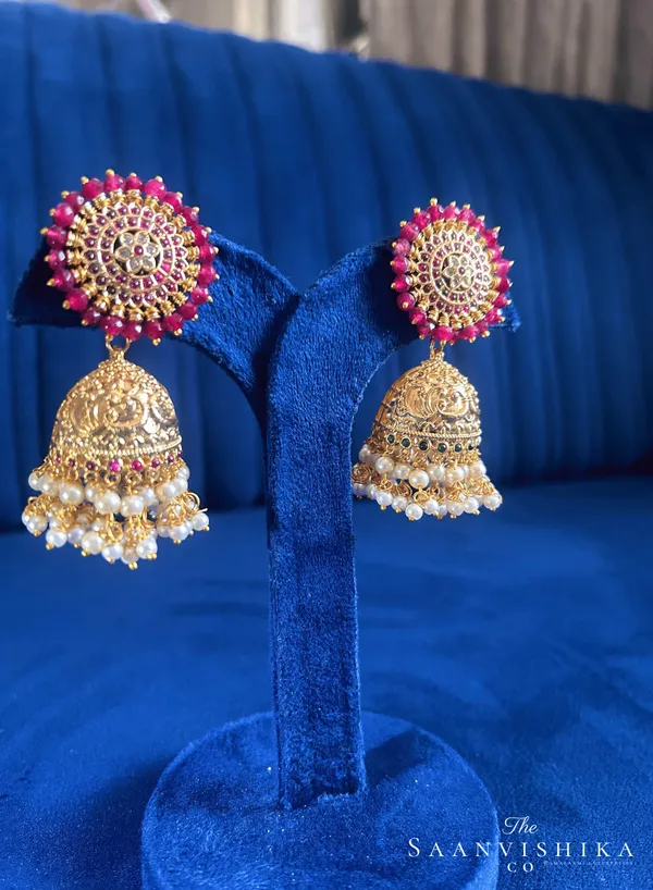 Red_Alloy_Blend_Designer_Pearl_Jhumka_For_Women