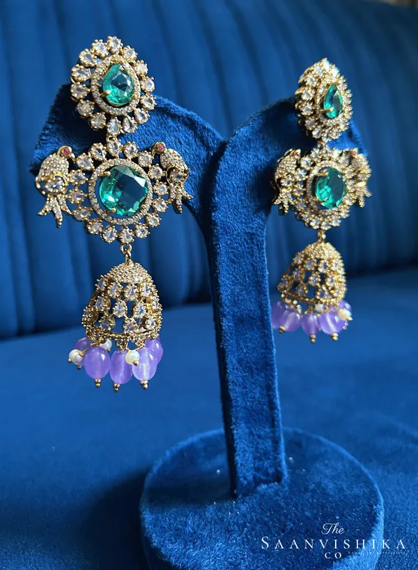 Sea_Green_Alloy_Parrot_Jhumka_Earrings_For_Women
