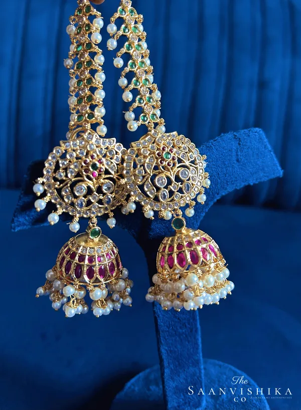 Multicolor_Alloy_Bridal_Guthapusalu_Jhumka_For_Women