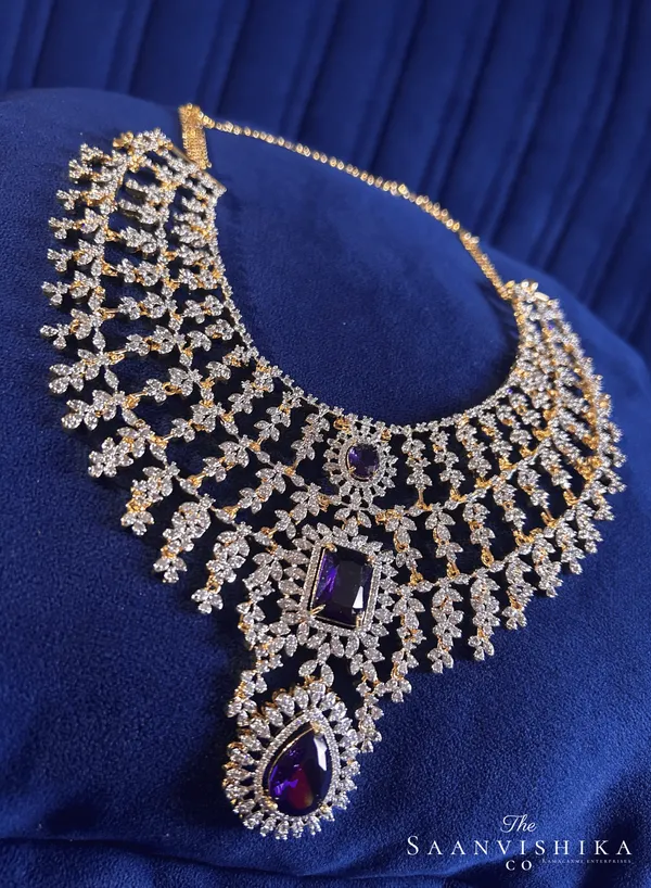 Violet_Alloy_Bridal_Triple_Gemstone_Cz_Diamond_Necklace_Set_For_Women