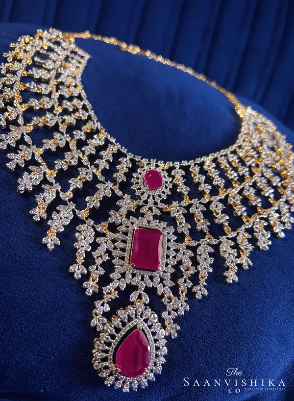 Red_Alloy_Blend_Triple_Gemstone_Cz_Diamond_Necklace_Set_For_Women
