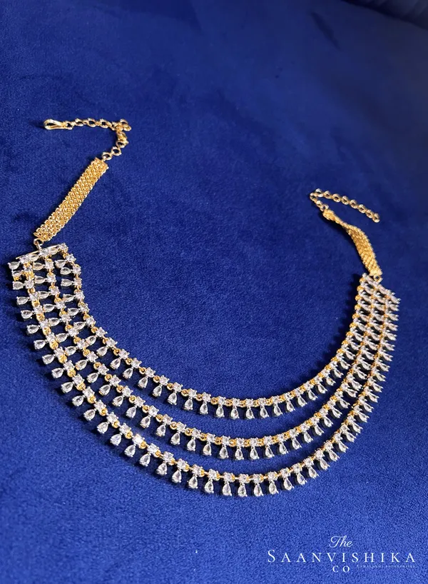 Golden_Alloy_3_Layer_American_Diamond_Short_Necklace_For_Women