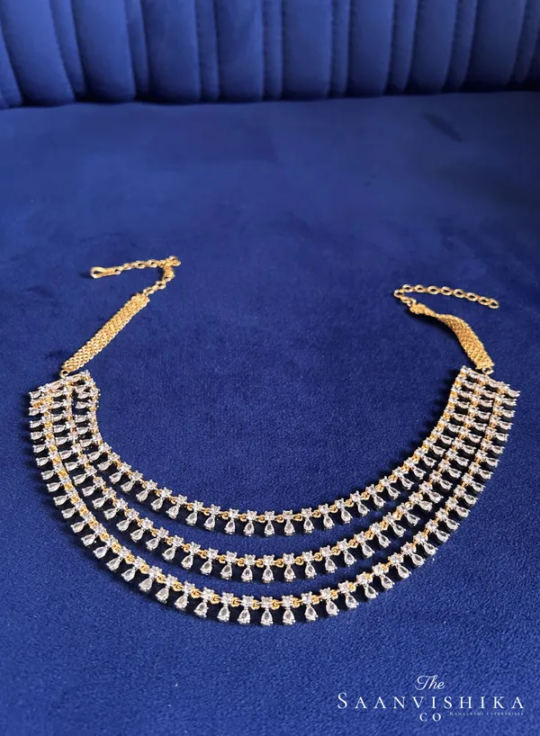 Golden_Alloy_3_Layer_American_Diamond_Short_Necklace_For_Women