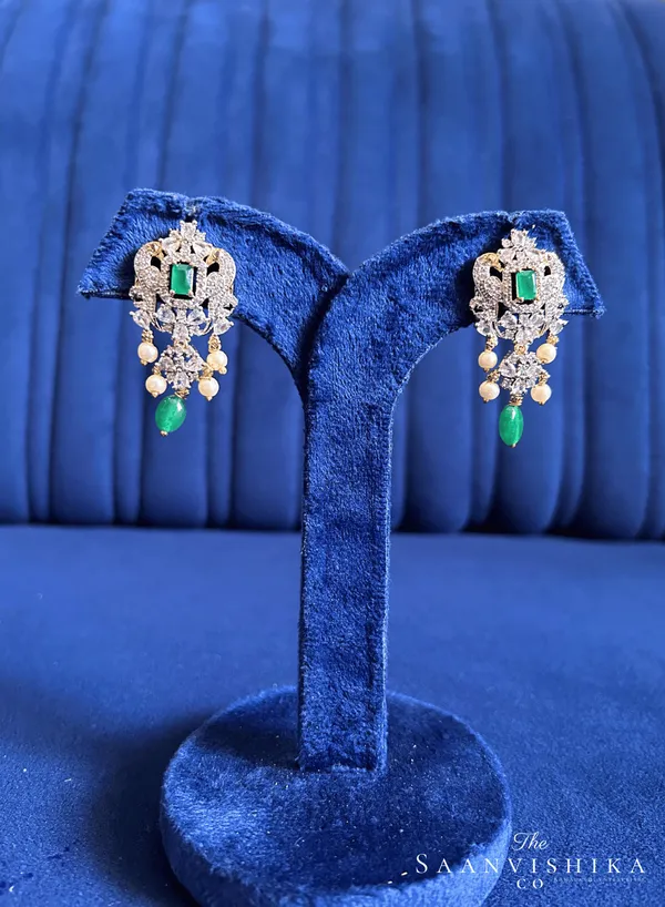 Green_Alloy_Blend_Parrot_Pearl_Earrings_For_Women