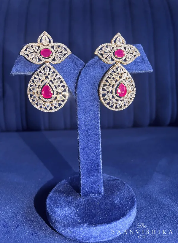 Red_Alloy_Star_Droplet_Drop_Earrings_For_Women