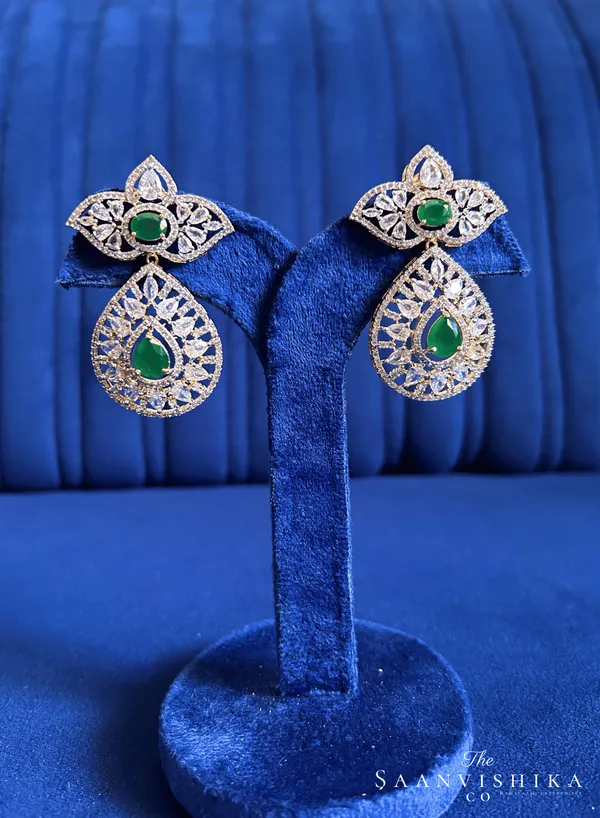 Green_Alloy_Star_Droplet_Drop_Earrings_For_Women
