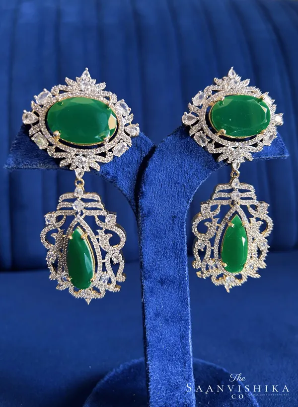 Green_Alloy_Large_Uncut_Gemstone_Earrings_For_Women