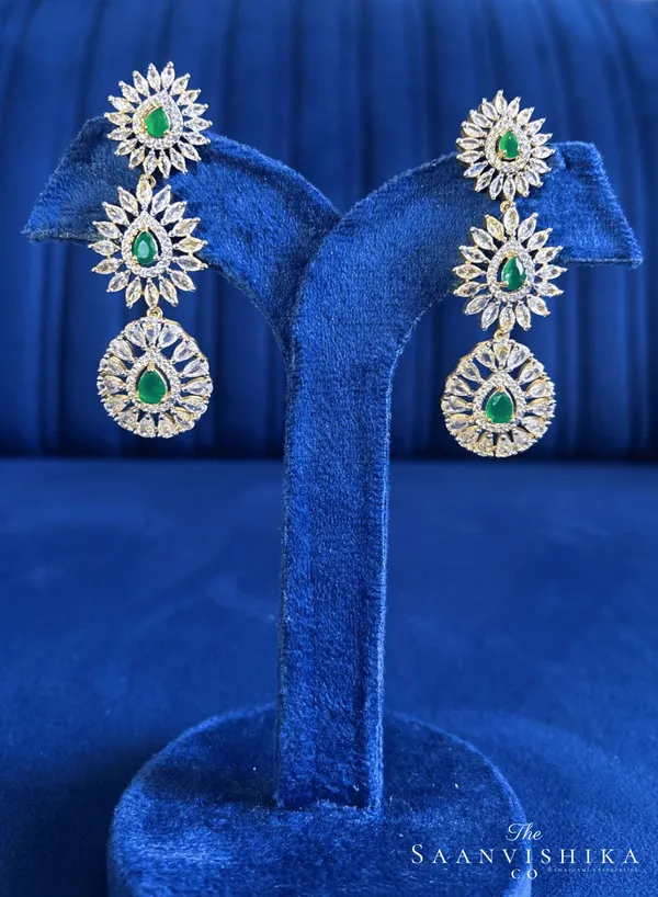 Green_Alloy_Triple_Droplet_Drop_Earrings_For_Women