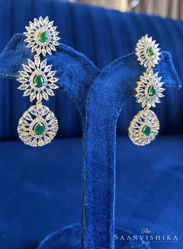 Green_Alloy_Triple_Droplet_Drop_Earrings_For_Women