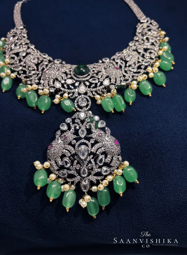 Green_Alloy_Victorian_Elephant_Detachable_Necklace_For_Women