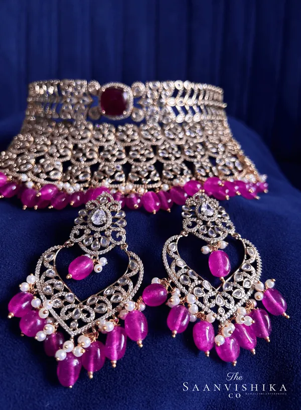 Pink_Alloy_Victorian_Cz_Diamond_Choker_Chandbali_Set_For_Women