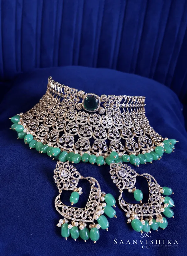 Green_Alloy_Blend_Victorian_Cz_Diamond_Choker_Set_With_Chandbali_For_Women