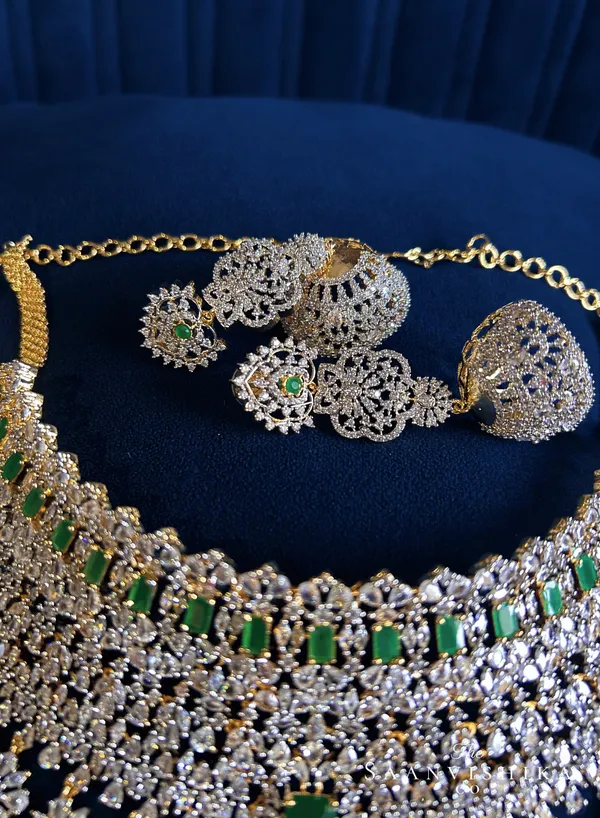 Multicolor_Alloy_Blend_Bridal_American_Diamond_Choker_Set_For_Women