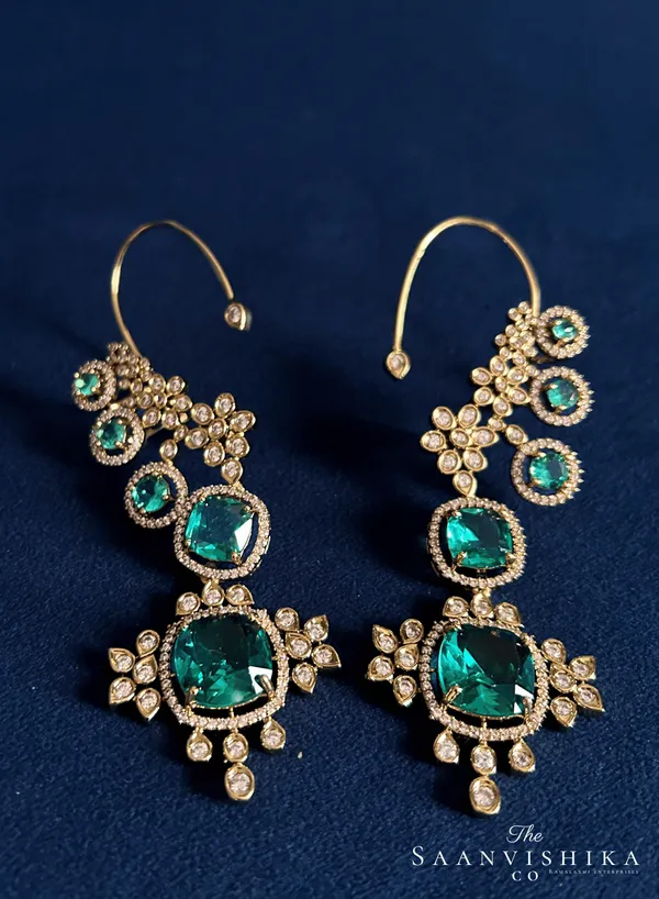 Green_Alloy_Gemstone_Earcuffs_For_Women