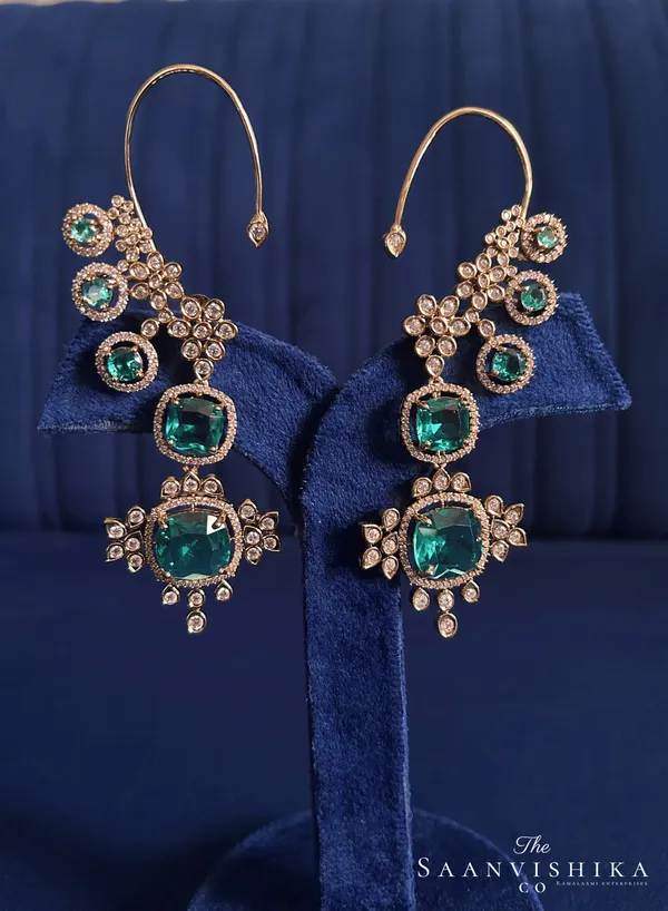 Green_Alloy_Gemstone_Earcuffs_For_Women