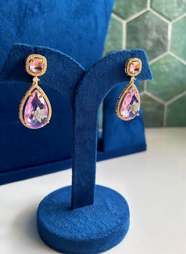 Multicolor_Alloy_Teardrop_Gemstone_Doublet_Earrings_For_Women