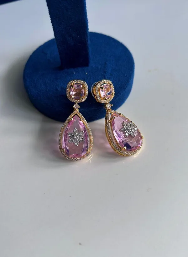Multicolor_Alloy_Teardrop_Gemstone_Doublet_Earrings_For_Women
