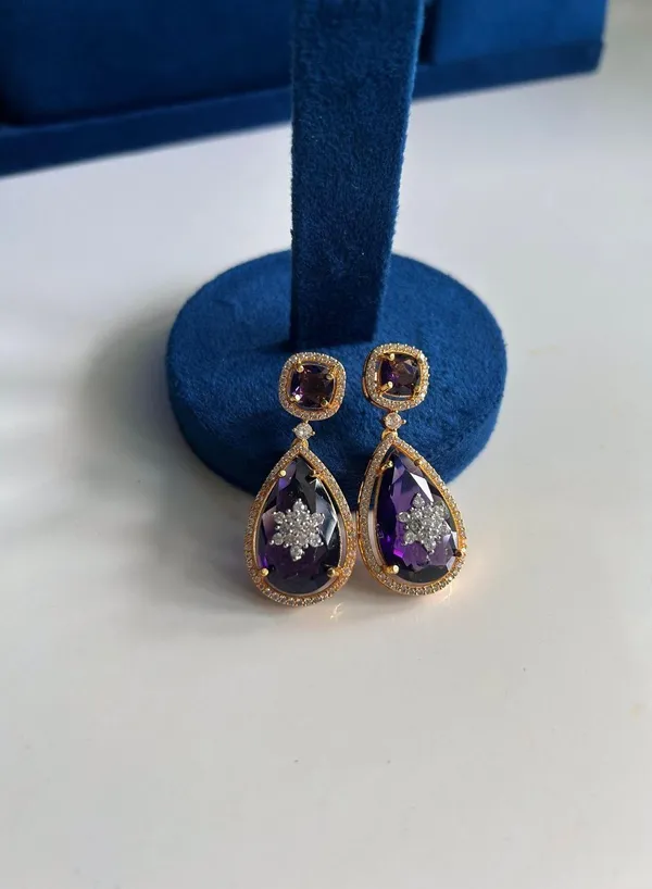 Violet_Alloy_Teardrop_Gemstone_Doublet_Earrings_For_Women
