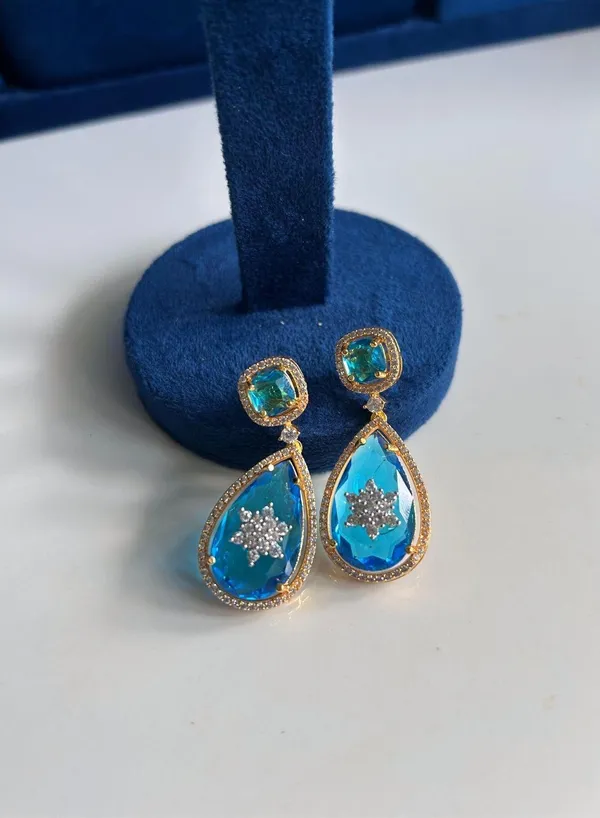 Blue_Alloy_Teardrop_Gemstone_Doublet_Earrings_For_Women