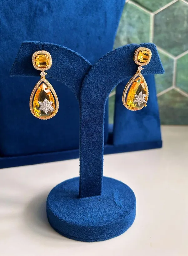 Yellow_Alloy_Teardrop_Gemstone_Doublet_Earrings_For_Women