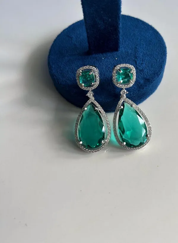 Green_Alloy_Teardrop_Gemstone_Doublet_Earrings_For_Women
